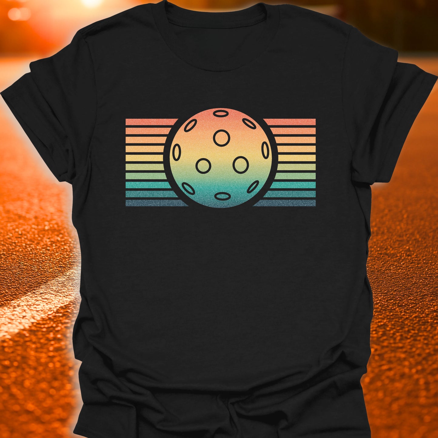 Retro Sunset Pickleball T-Shirt