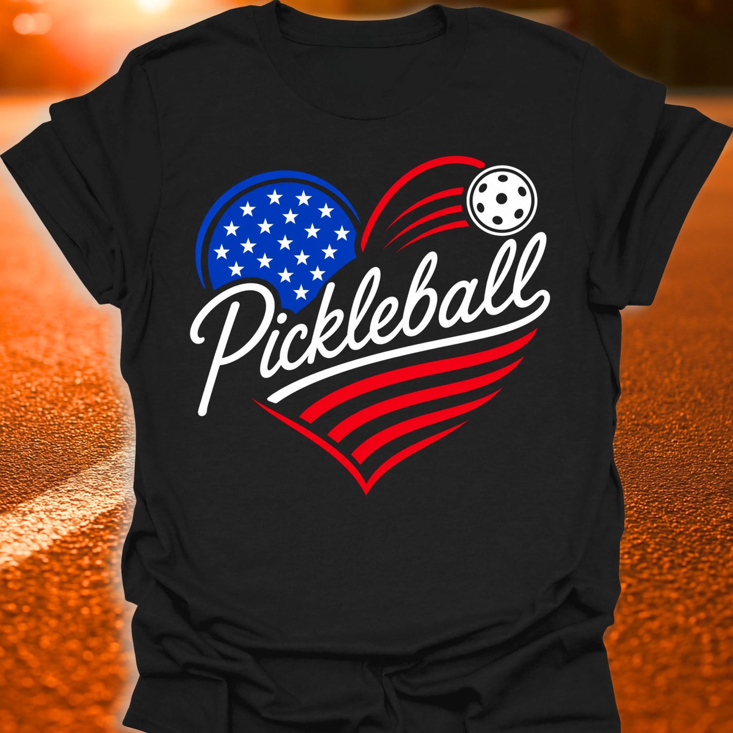 Patriotic Heart Pickleball T-Shirt