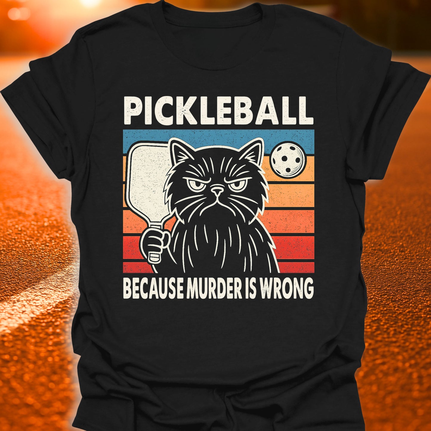 Murder Is Wrong Cat Pickleball T-Shirt