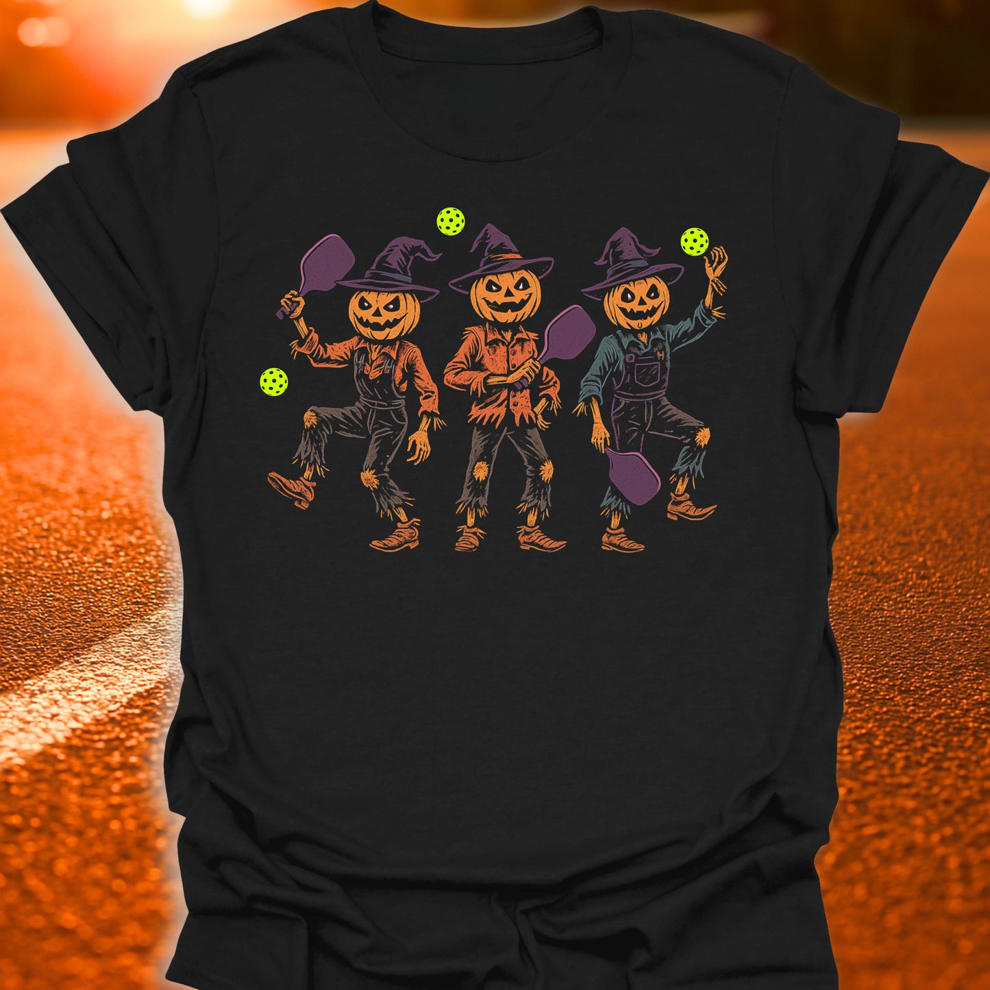 Pumpkin Scarecrow Pickleball T-Shirt