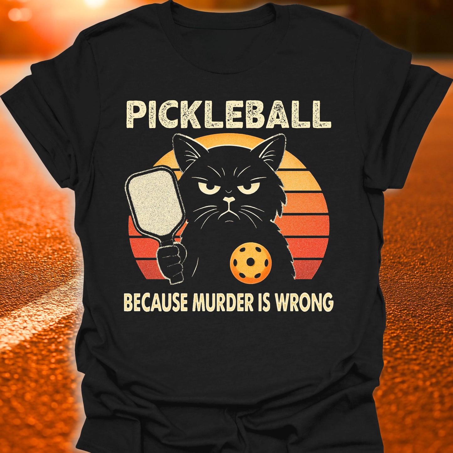 Murder Is Wrong Cat Pickleball T-Shirt