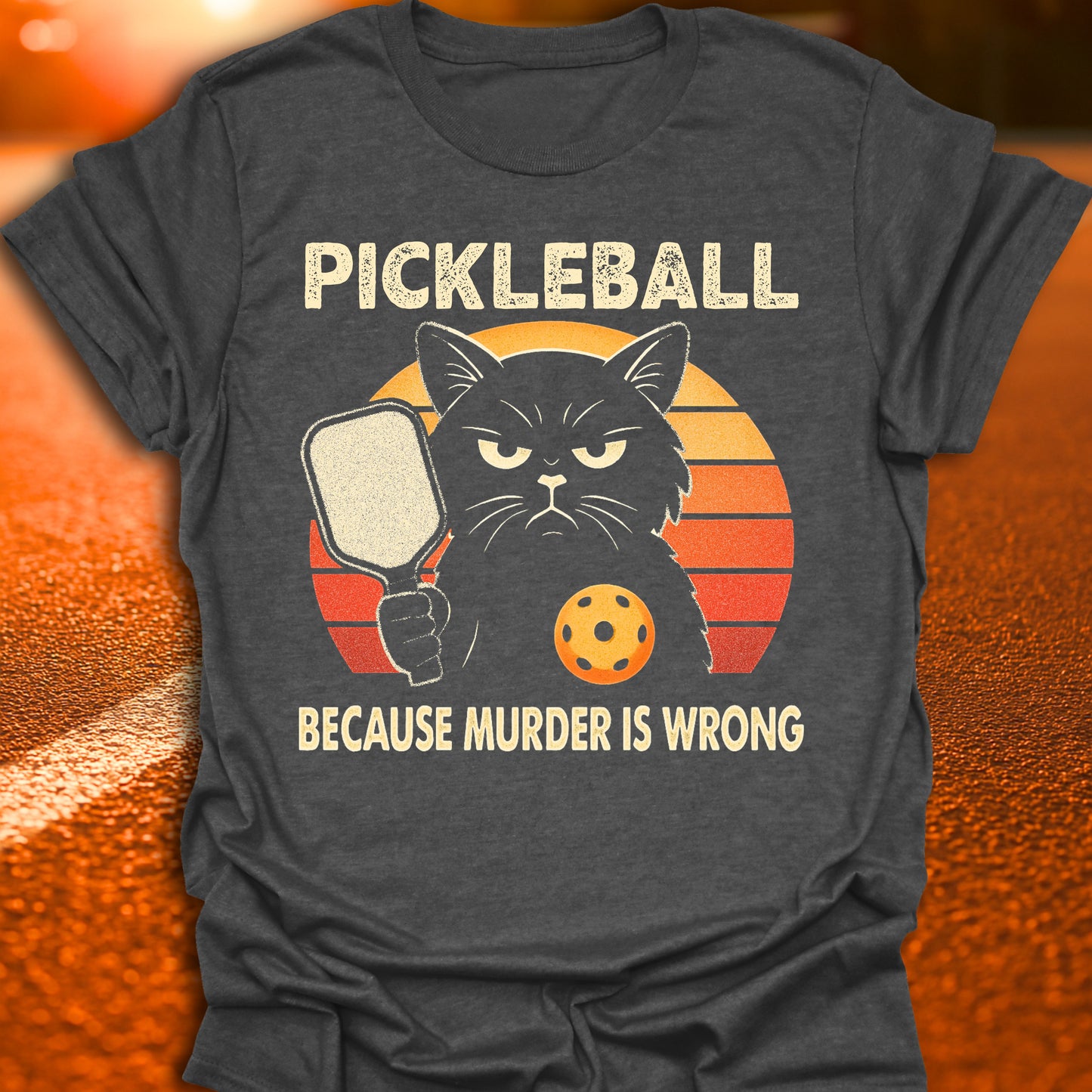 Murder Is Wrong Cat Pickleball T-Shirt
