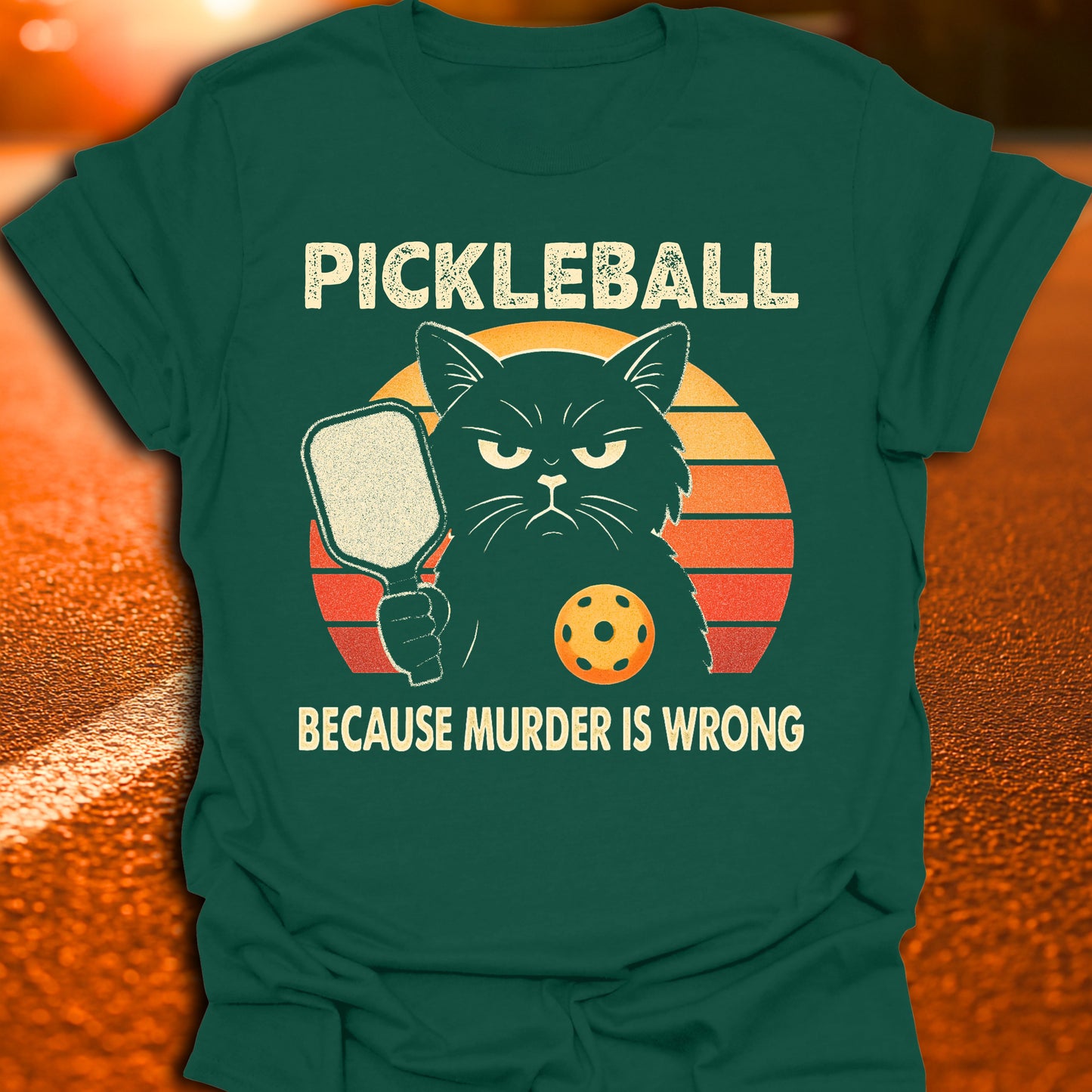 Murder Is Wrong Cat Pickleball T-Shirt