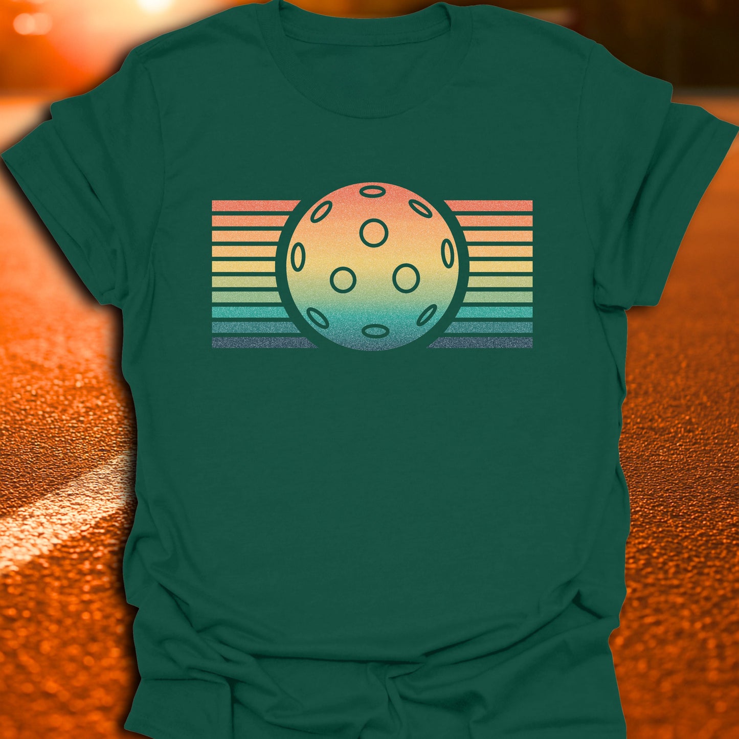 Retro Sunset Pickleball T-Shirt