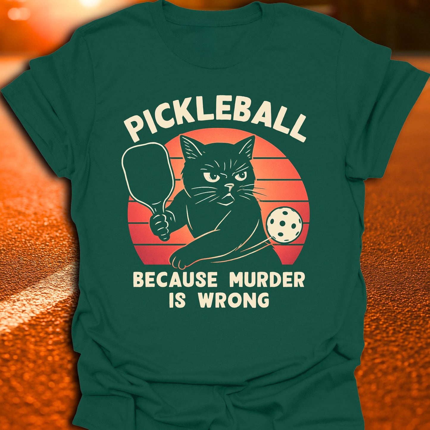 Murder Is Wrong Cat Pickleball T-Shirt