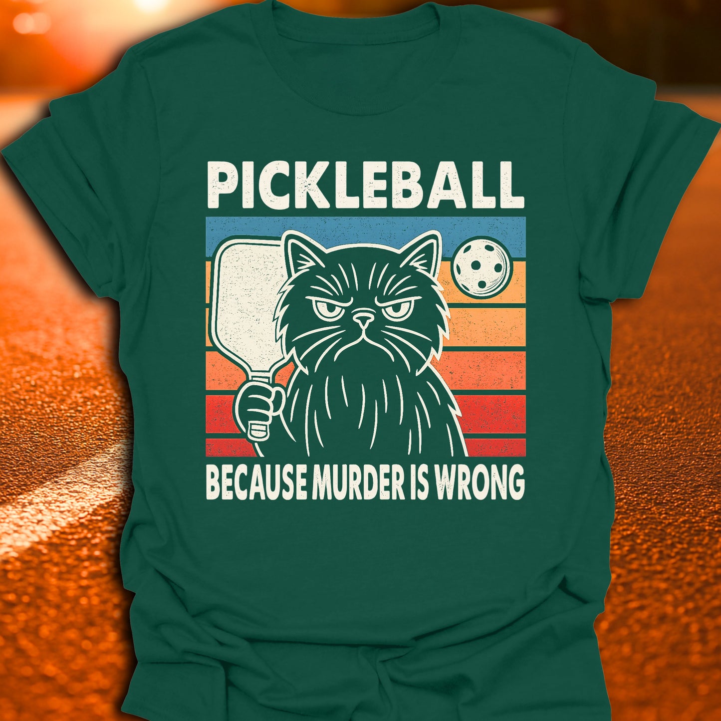 Murder Is Wrong Cat Pickleball T-Shirt