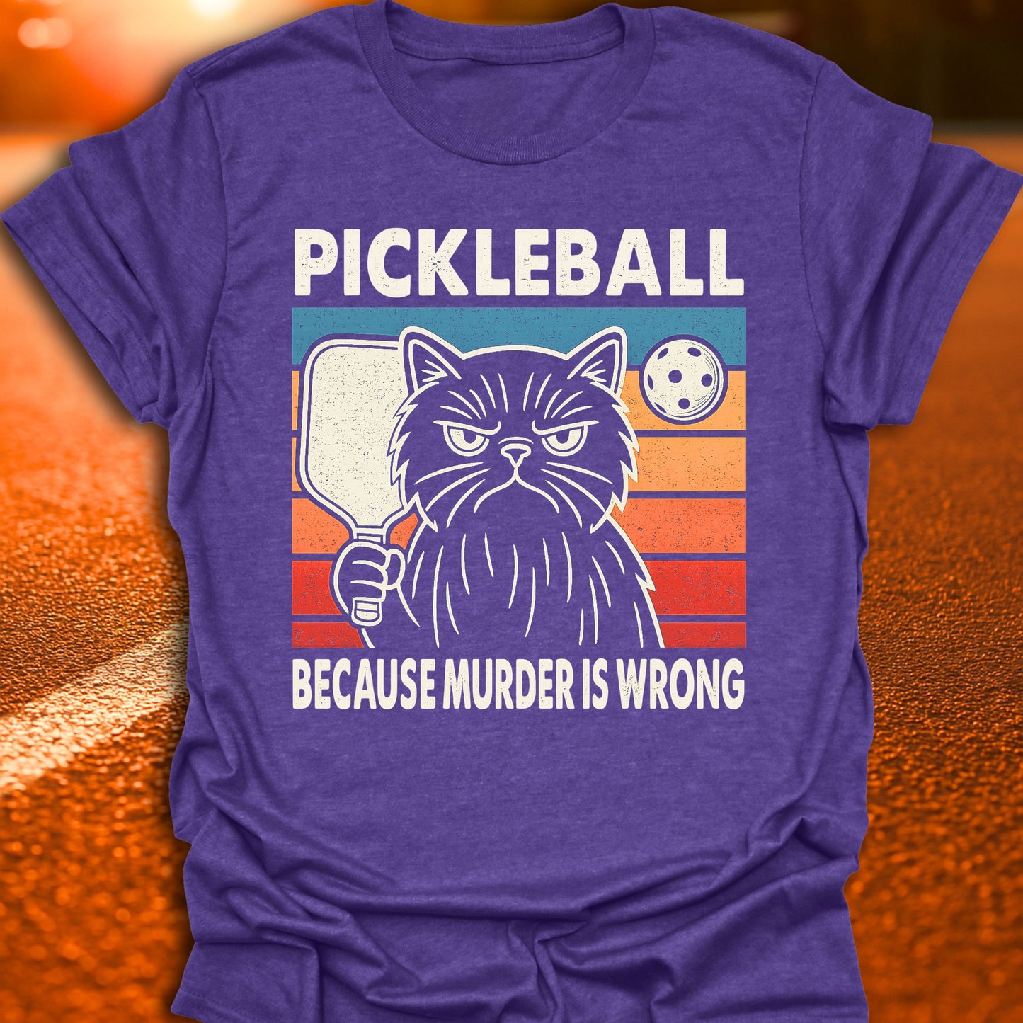 Murder Is Wrong Cat Pickleball T-Shirt