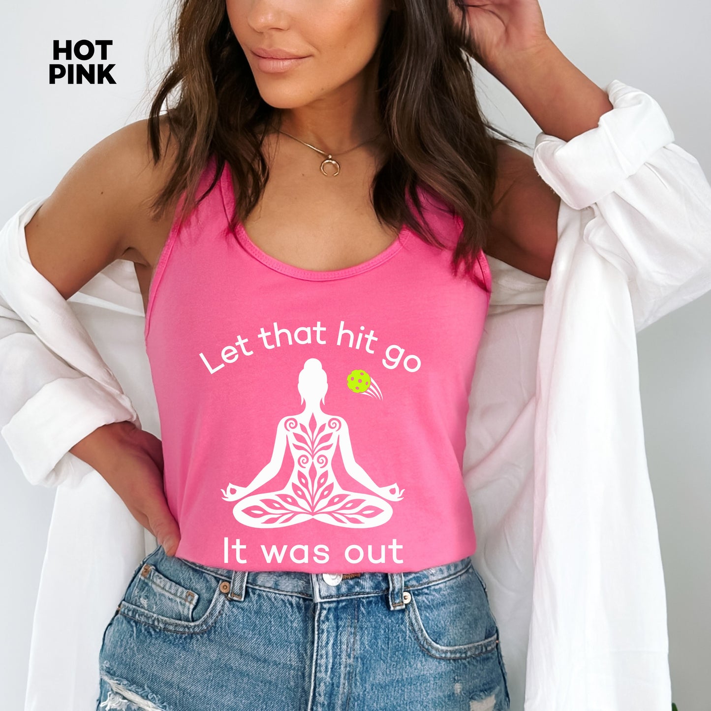 Let That Hit Go Pickleball Racerback Tank