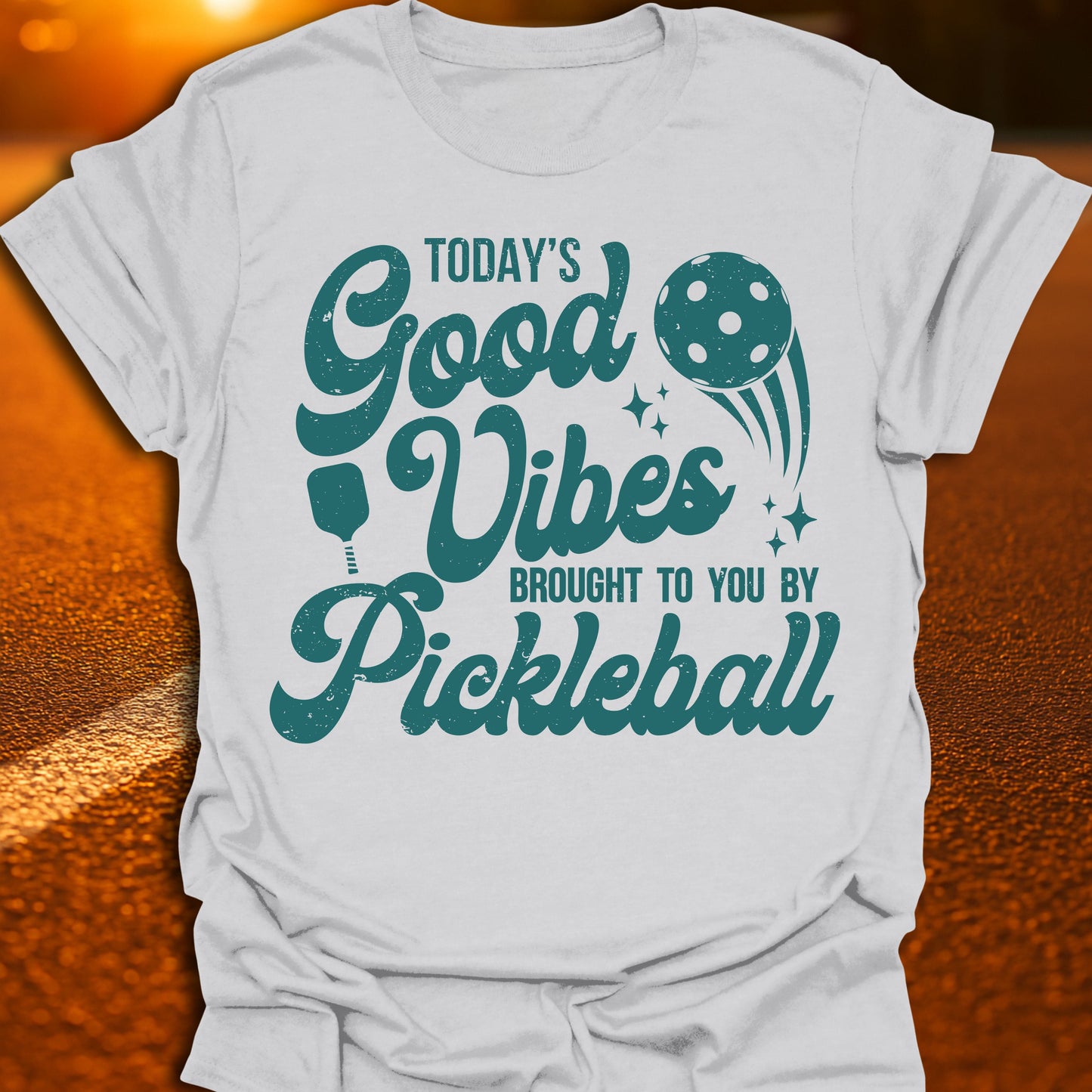 Good Vibes Pickleball T-Shirt (Teal Print)