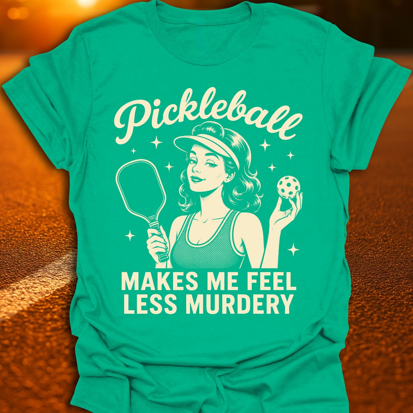 Less Murdery Vintage Pickleball T-Shirt