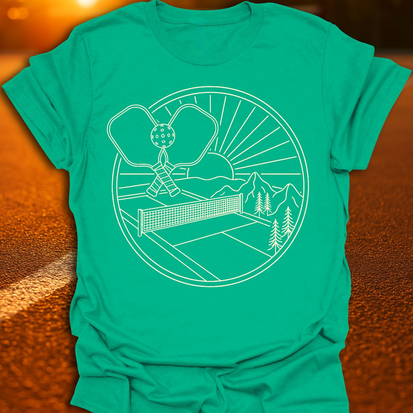 Sunset Line Art Pickleball T-Shirt