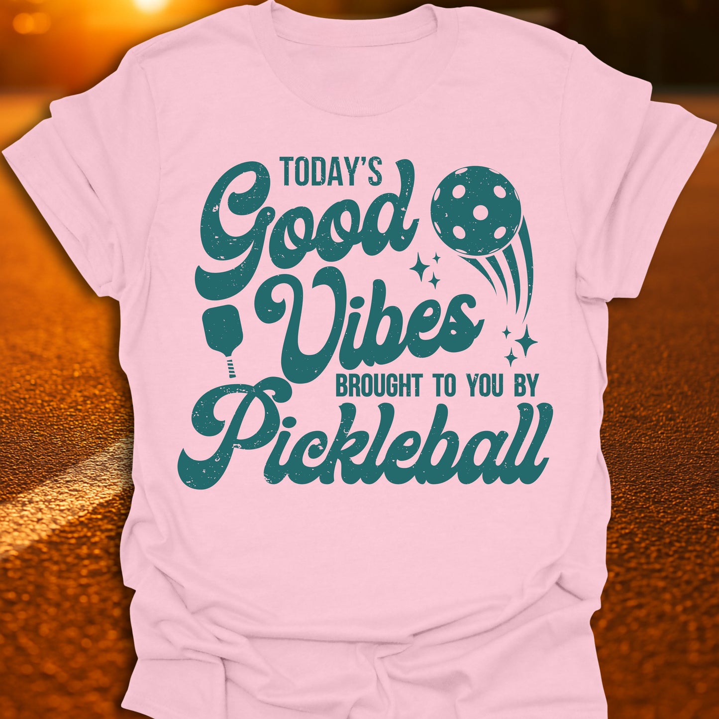 Good Vibes Pickleball T-Shirt (Teal Print)