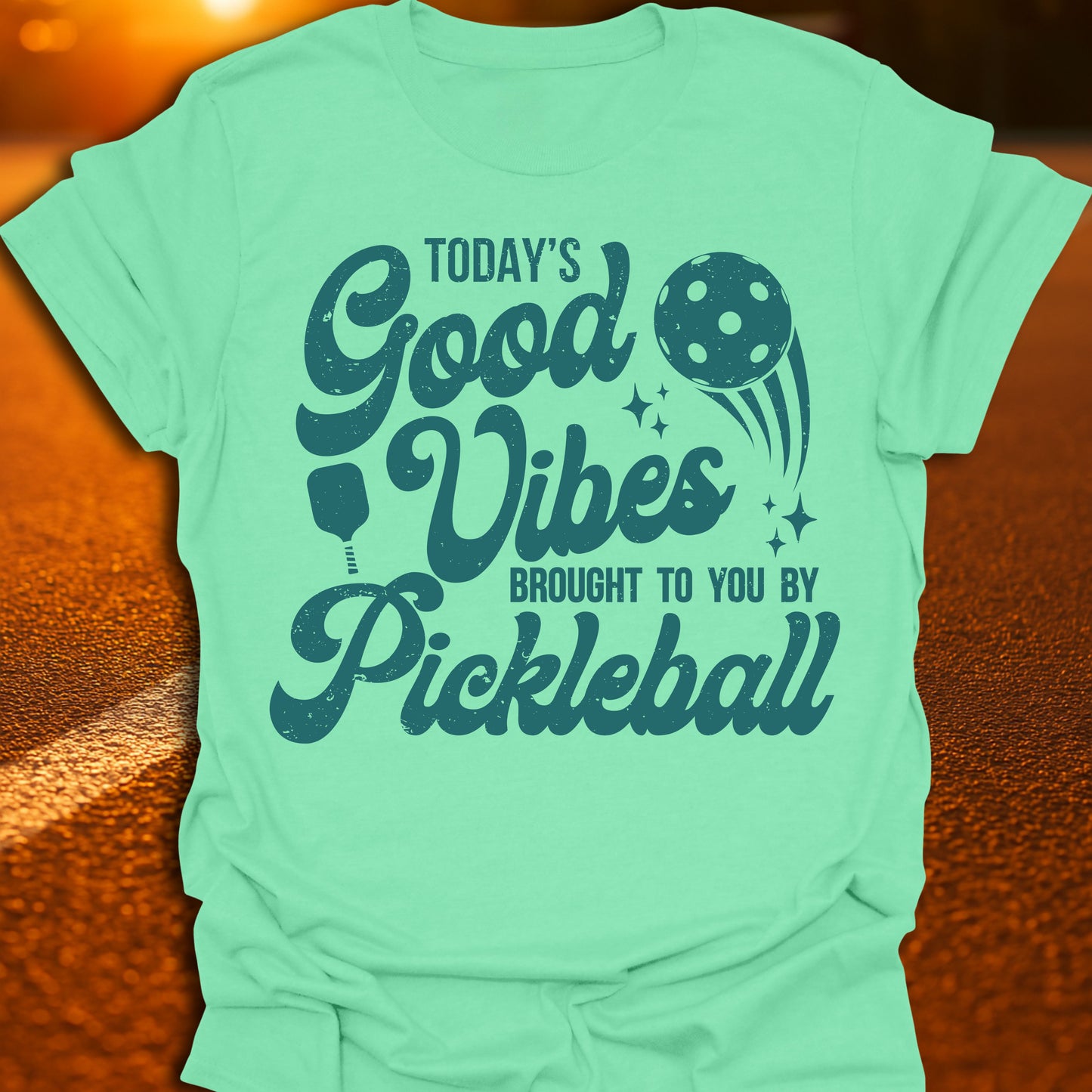 Good Vibes Pickleball T-Shirt (Teal Print)