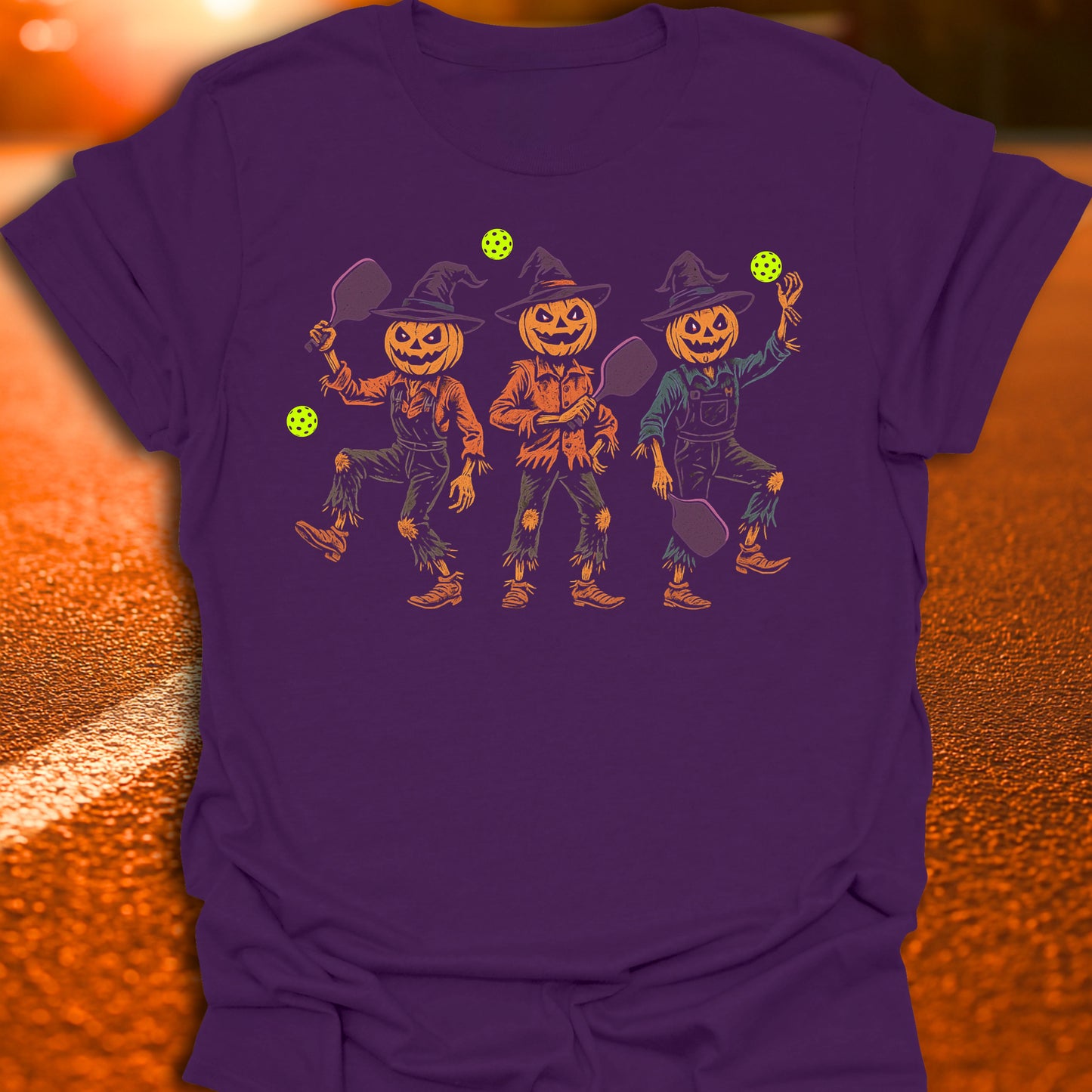 Pumpkin Scarecrow Pickleball T-Shirt