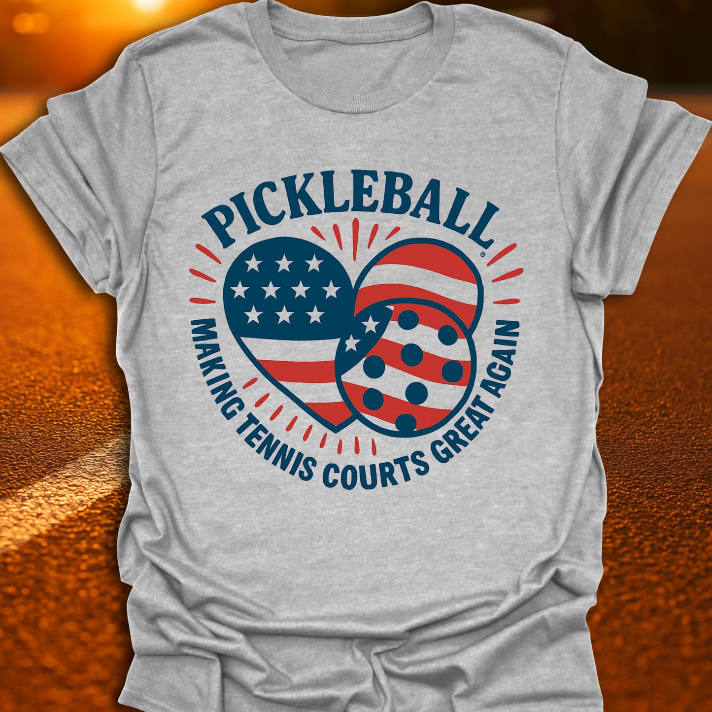 Making Tennis Courts Great Again Heart Flag T-Shirt
