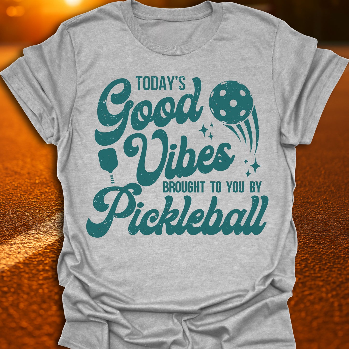 Good Vibes Pickleball T-Shirt (Teal Print)