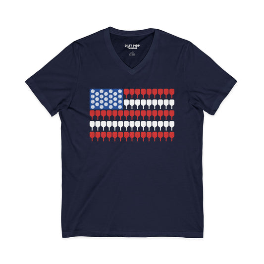 American Pickleball Flag Unisex V-Neck Tee