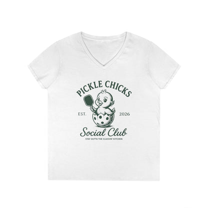 Pickle Chicks Social Club Ladies' V-Neck T-Shirt