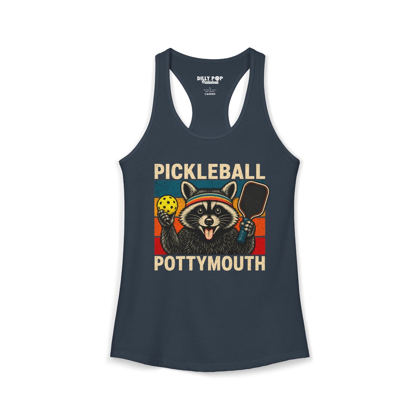 Pickleball Pottymouth Raccoon Racerback Tank