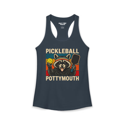 Pickleball Pottymouth Raccoon Racerback Tank