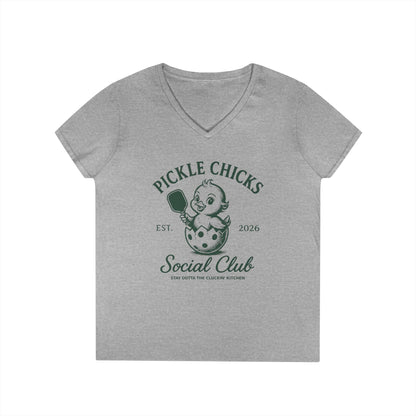 Pickle Chicks Social Club Ladies' V-Neck T-Shirt