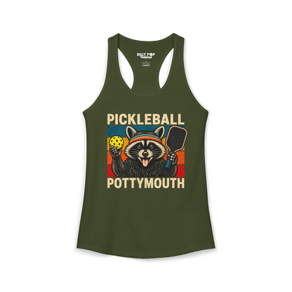 Pickleball Pottymouth Raccoon Racerback Tank