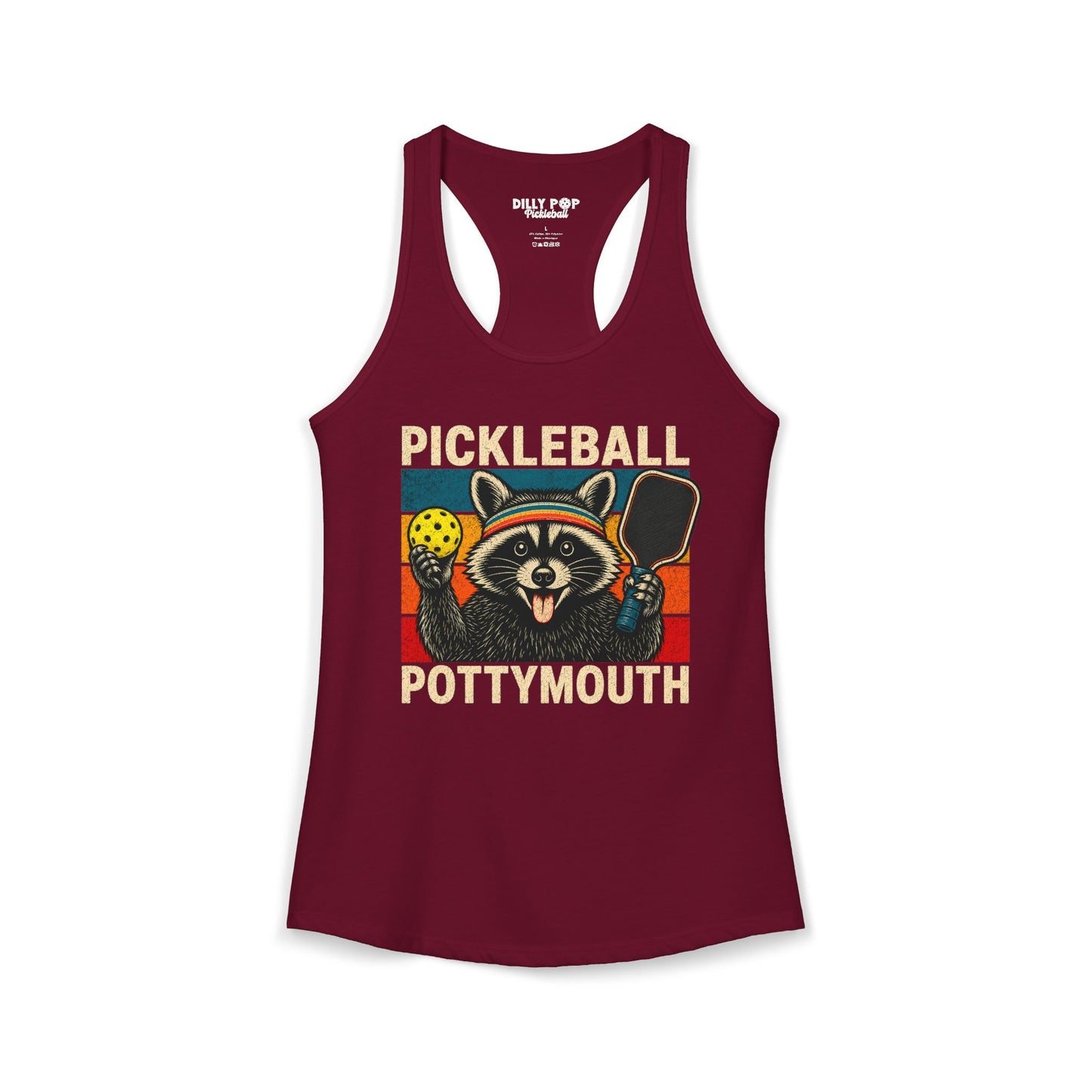 Pickleball Pottymouth Raccoon Racerback Tank