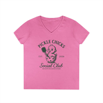 Pickle Chicks Social Club Ladies' V-Neck T-Shirt