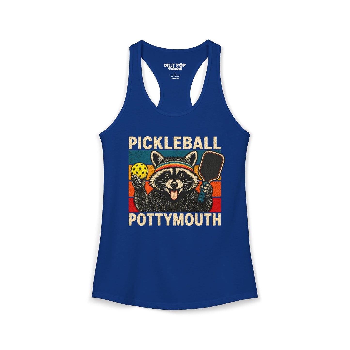 Pickleball Pottymouth Raccoon Racerback Tank
