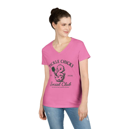 Pickle Chicks Social Club Ladies' V-Neck T-Shirt