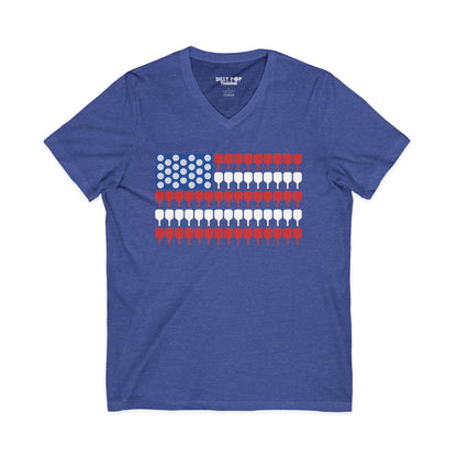 American Pickleball Flag Unisex V-Neck Tee