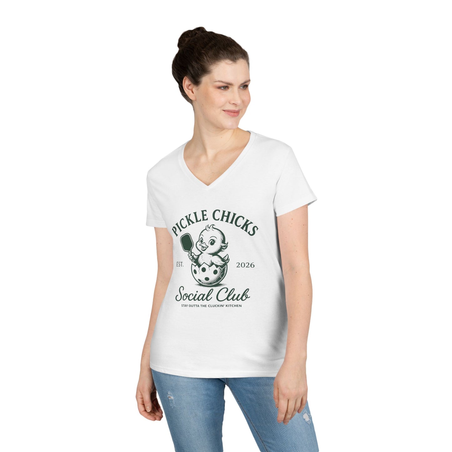 Pickle Chicks Social Club Ladies' V-Neck T-Shirt
