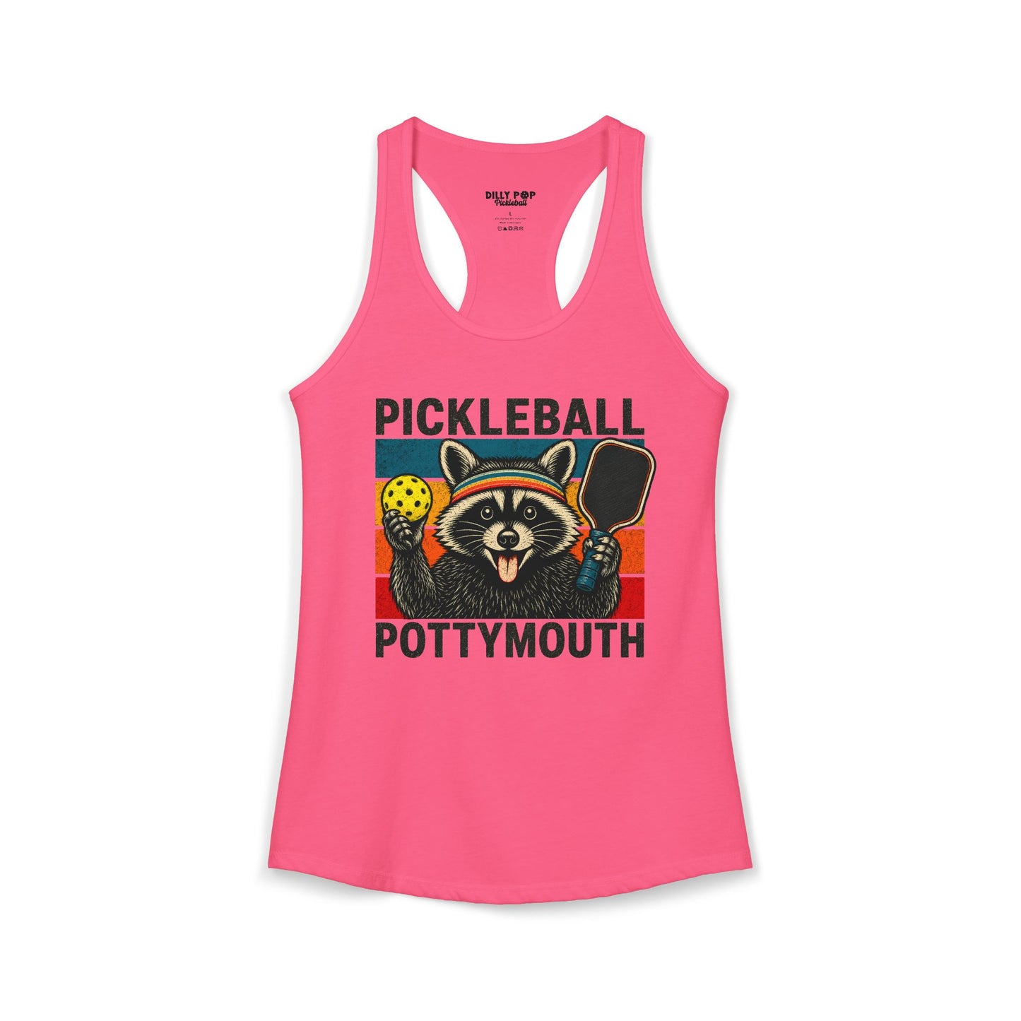 Pickleball Pottymouth Raccoon Racerback Tank