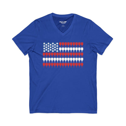 American Pickleball Flag Unisex V-Neck Tee