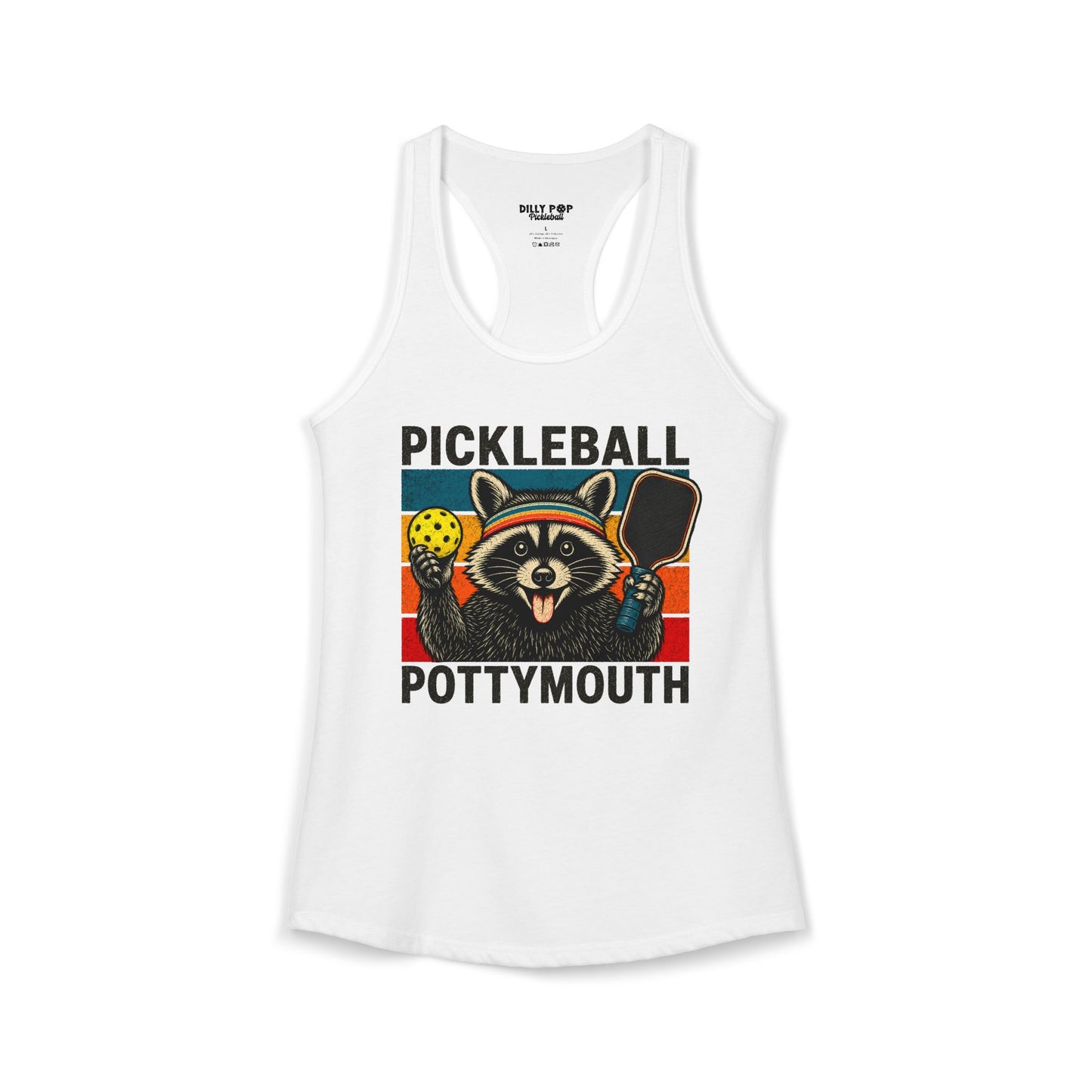 Pickleball Pottymouth Raccoon Racerback Tank