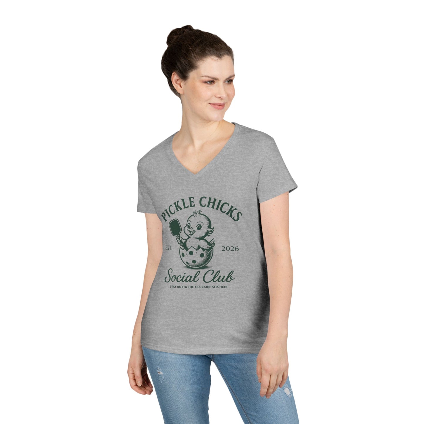 Pickle Chicks Social Club Ladies' V-Neck T-Shirt