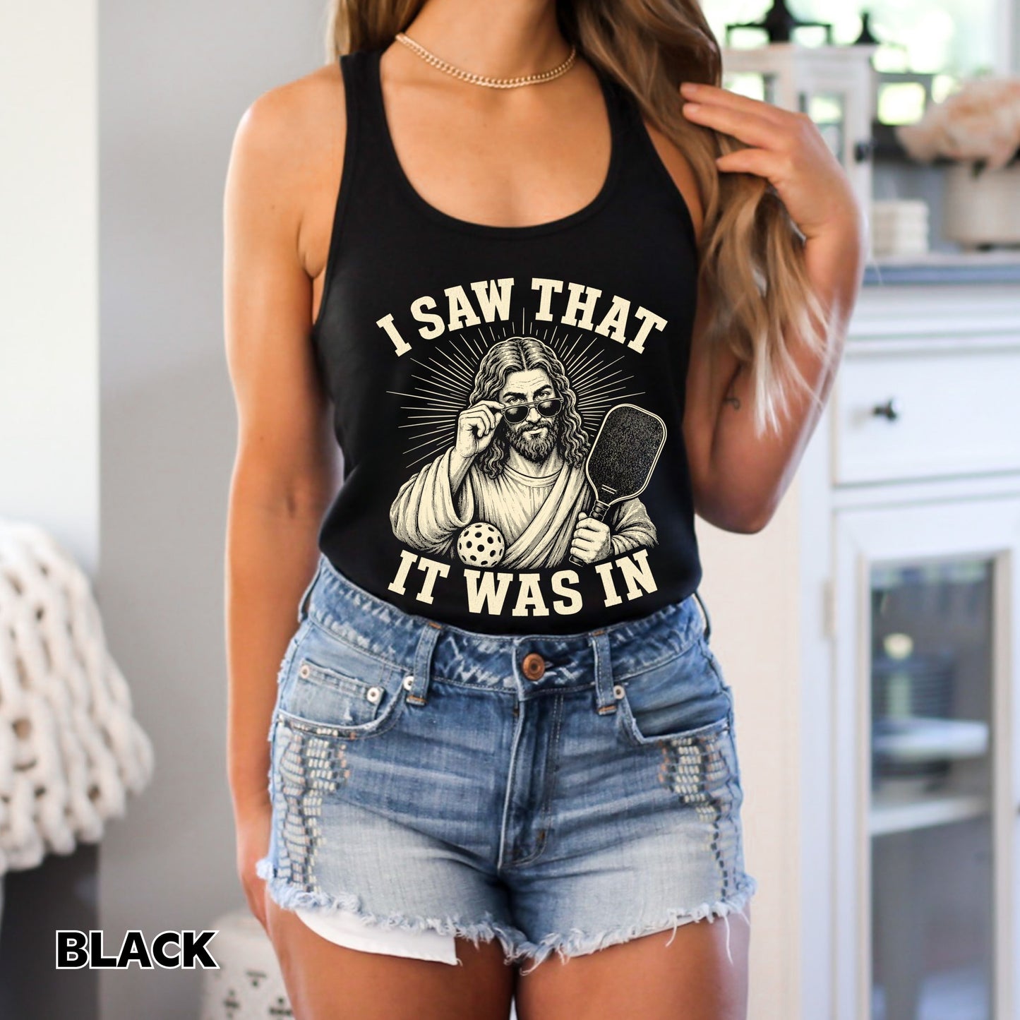 I Saw That Jesus Pickleball Racerback Tank