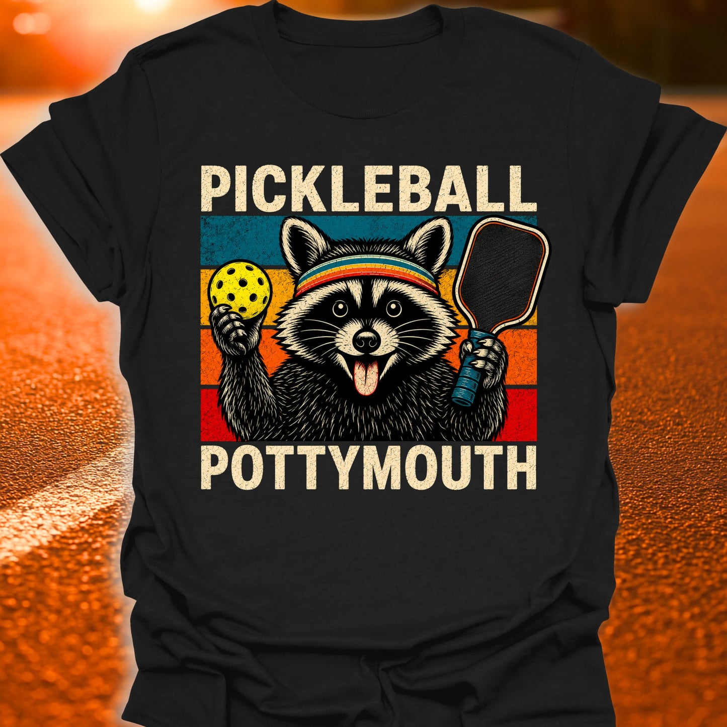 Pickleball Pottymouth Raccoon T-Shirt