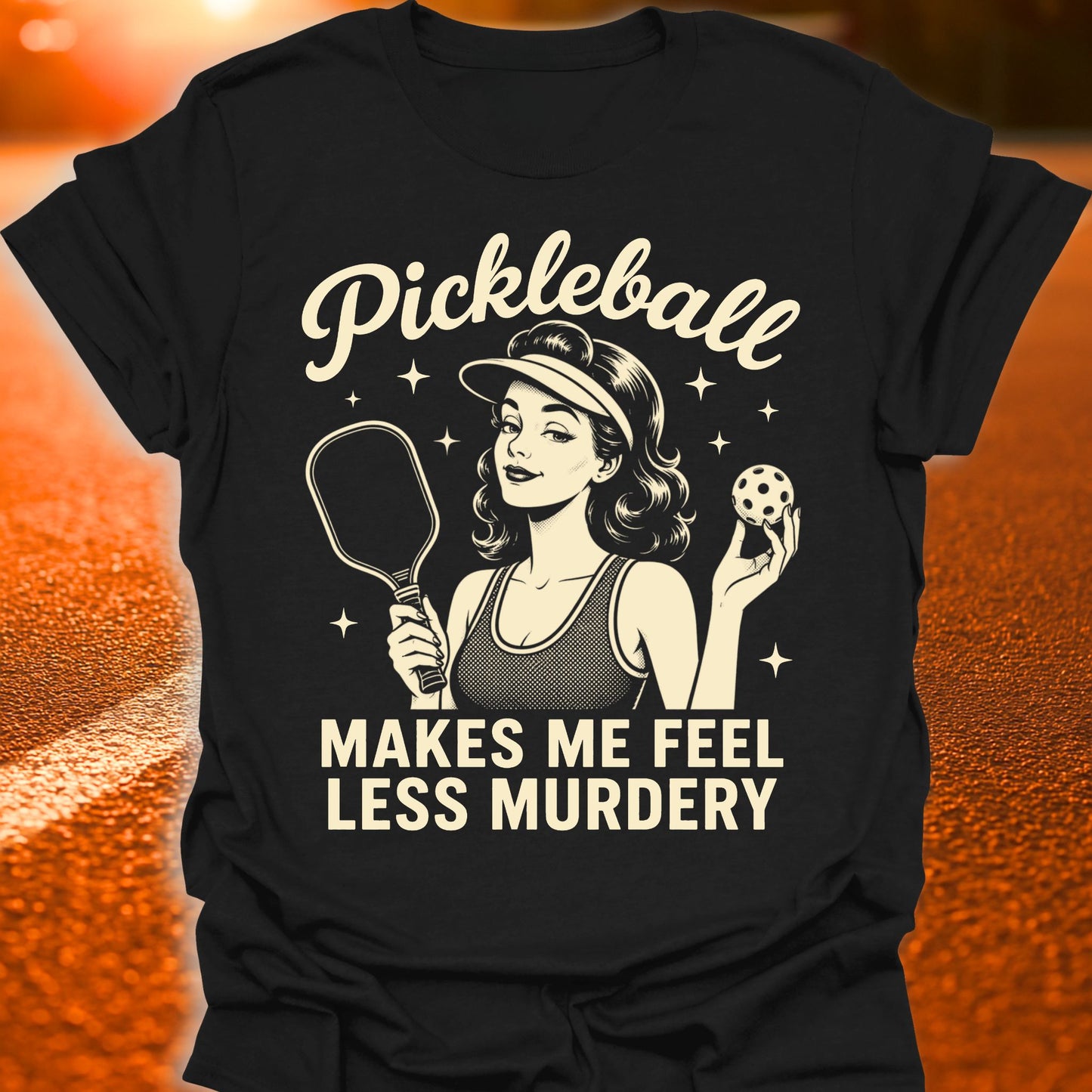 Less Murdery Vintage Pickleball T-Shirt