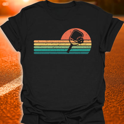 Retro Sunset Pickleball Paddle T-Shirt