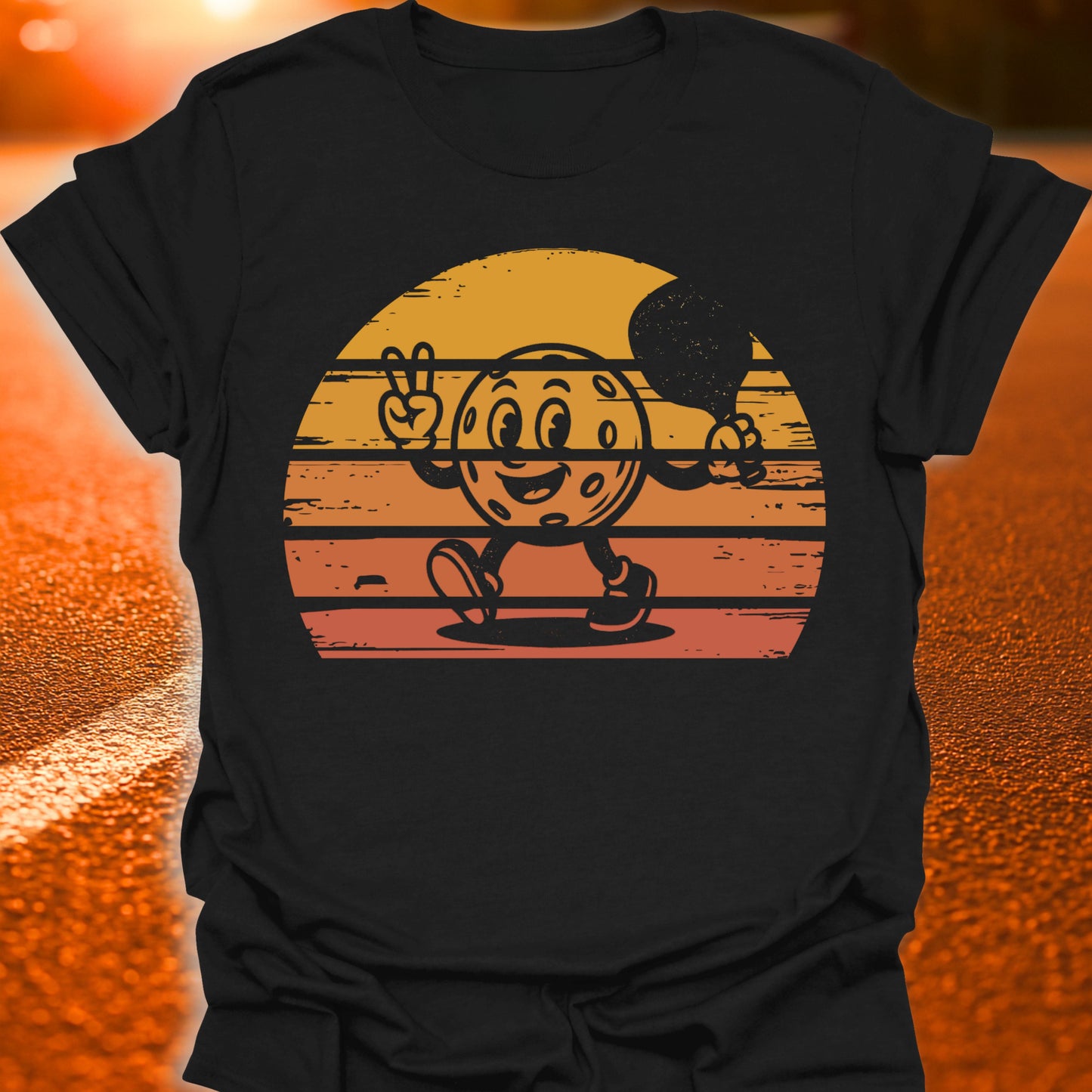 Retro Sunset Pickleball T-Shirt