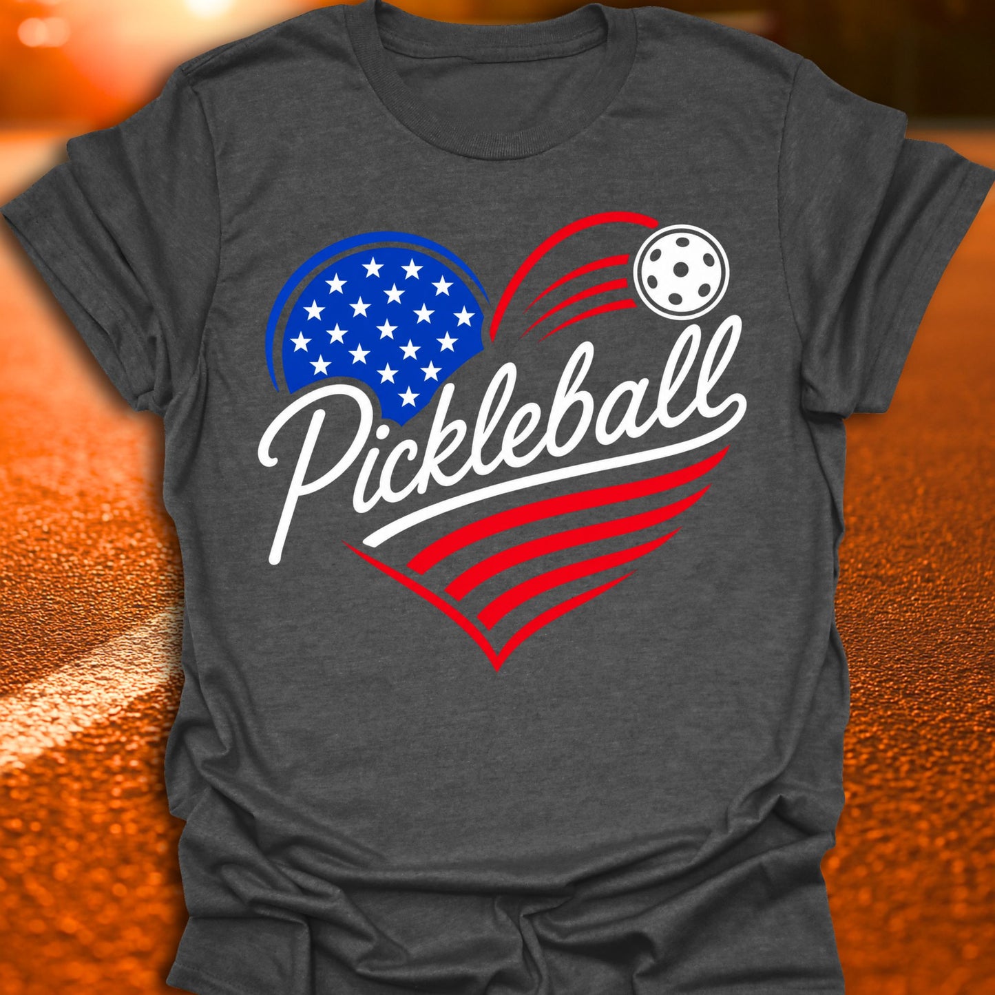 Patriotic Heart Pickleball T-Shirt