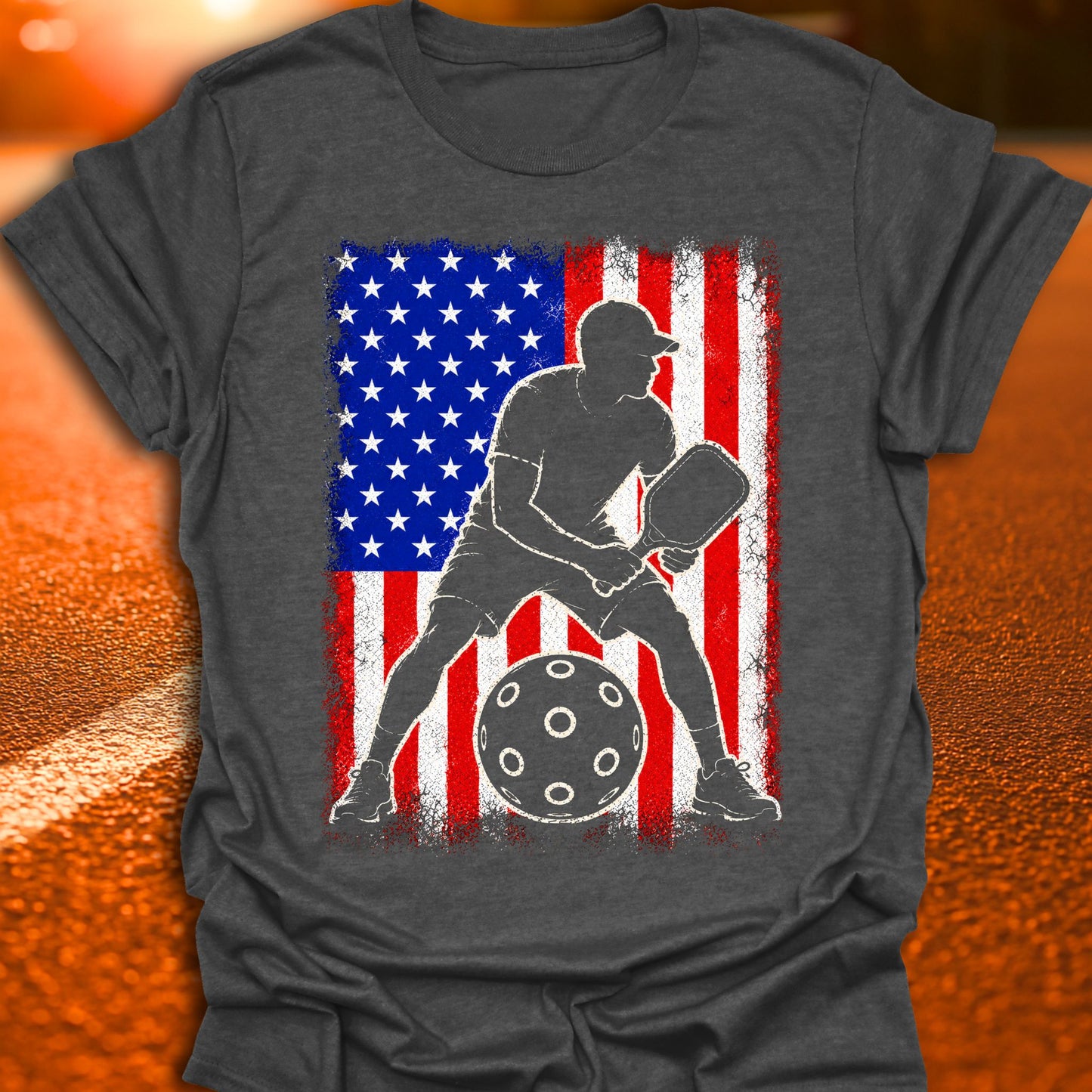 American Flag Silhouette Pickleball T-Shirt