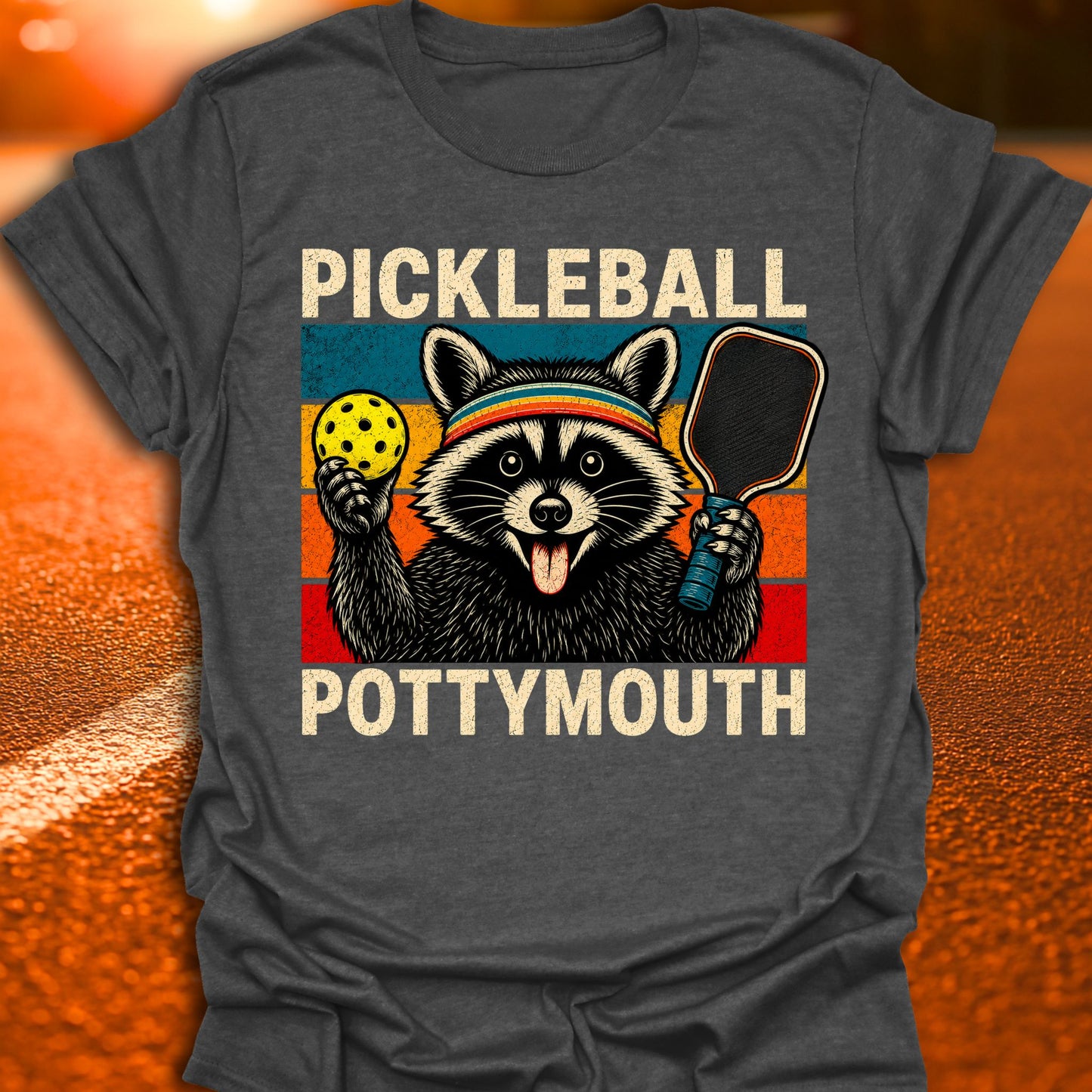 Pickleball Pottymouth Raccoon T-Shirt