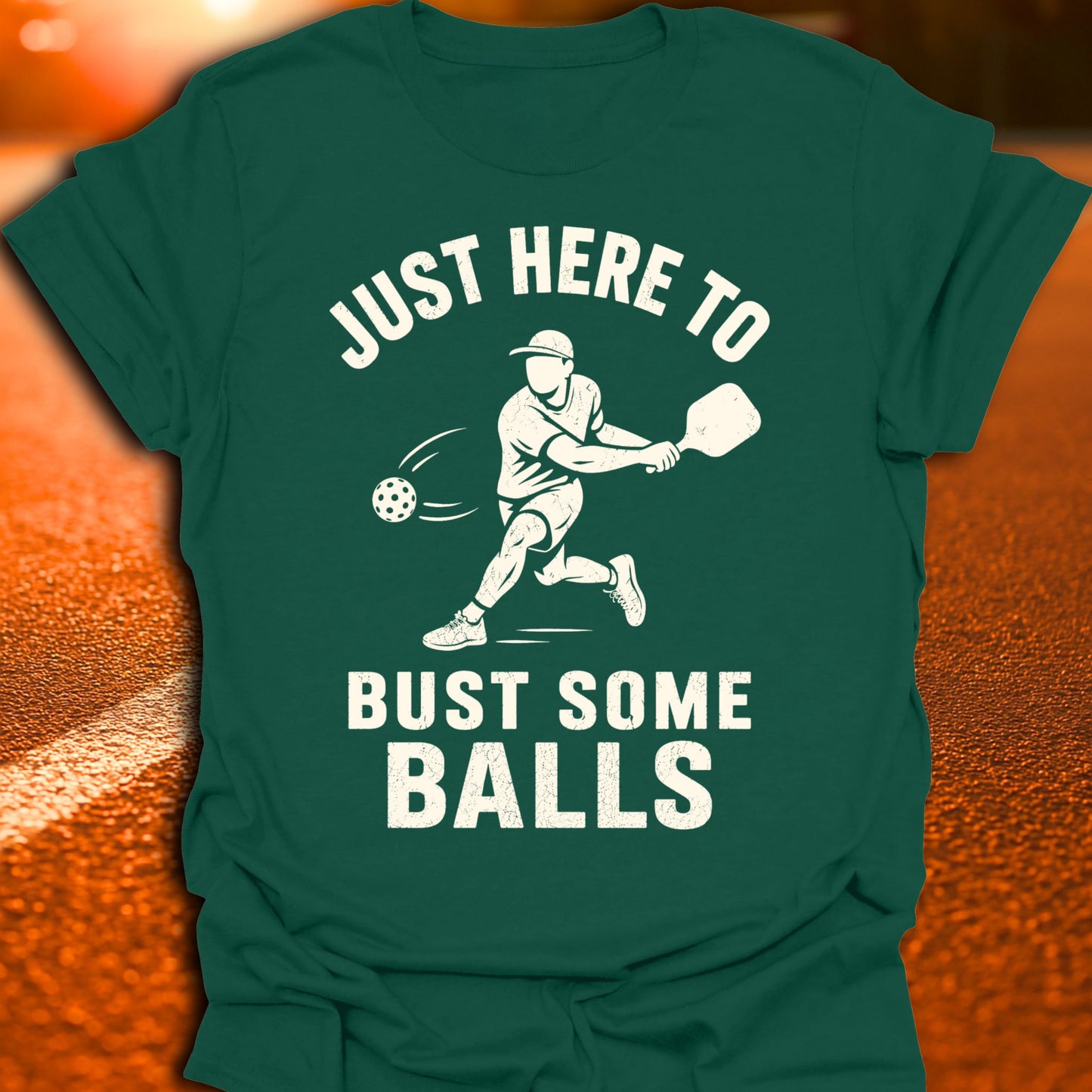 Just here To Bust Some Balls Varsity Pickleball T-Shirt