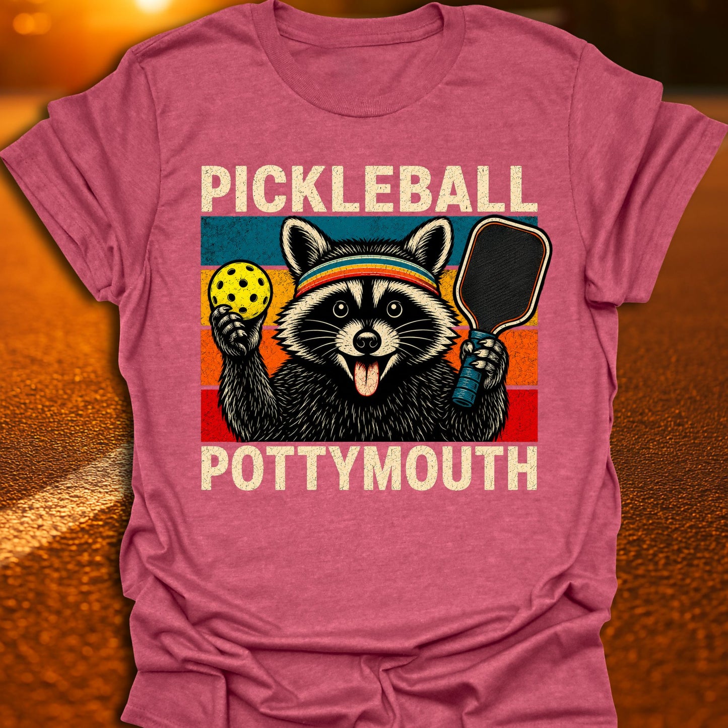 Pickleball Pottymouth Raccoon T-Shirt