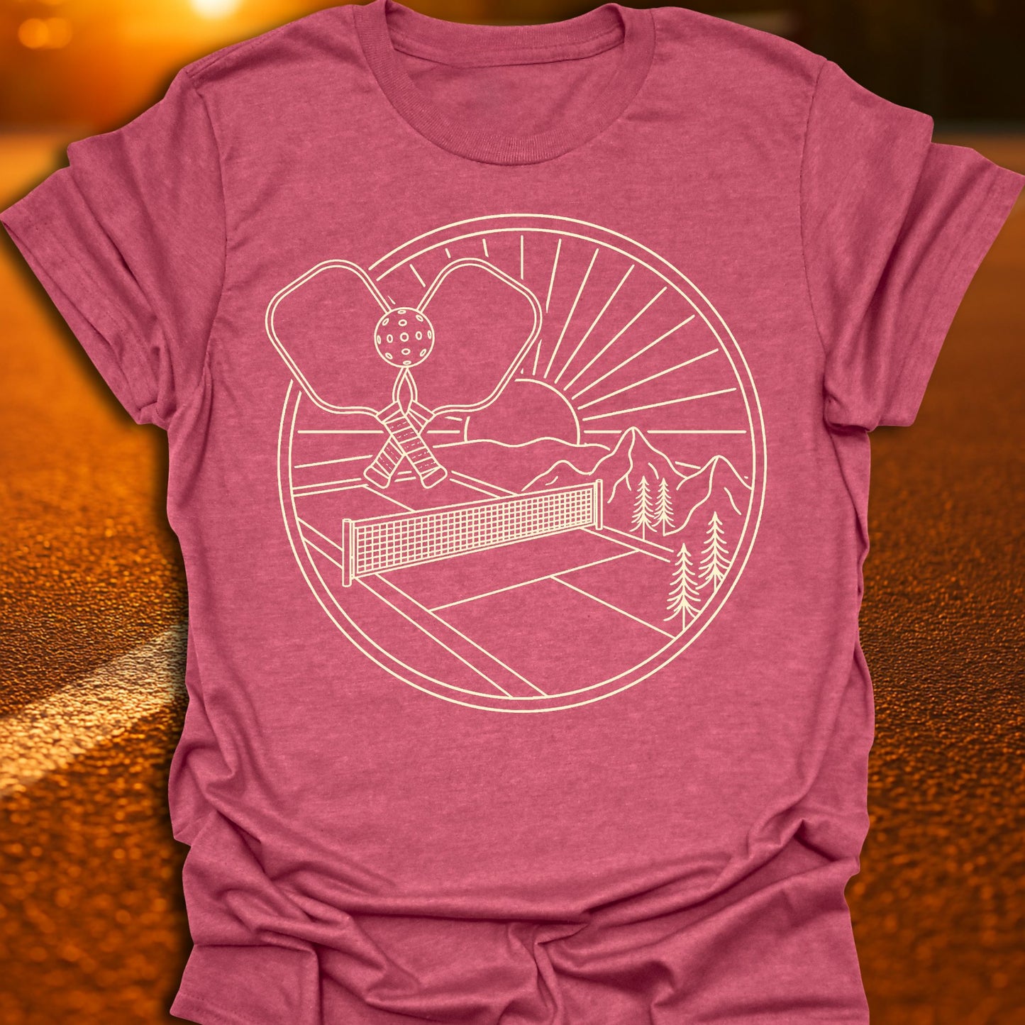 Sunset Line Art Pickleball T-Shirt