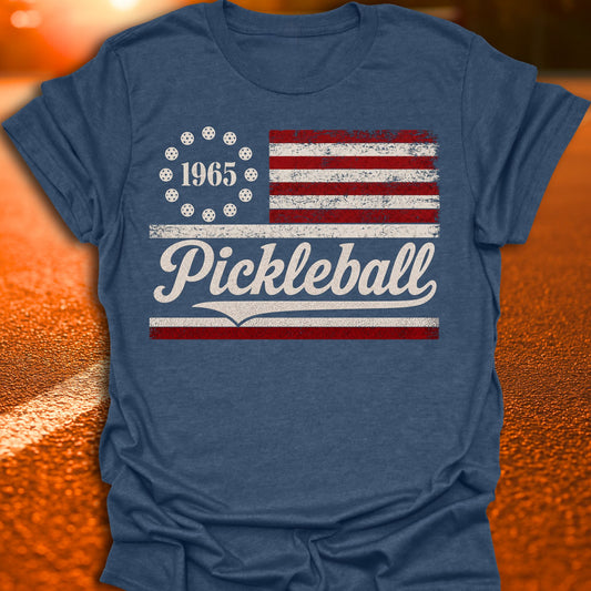 American Flag 1965 Pickleball T-Shirt
