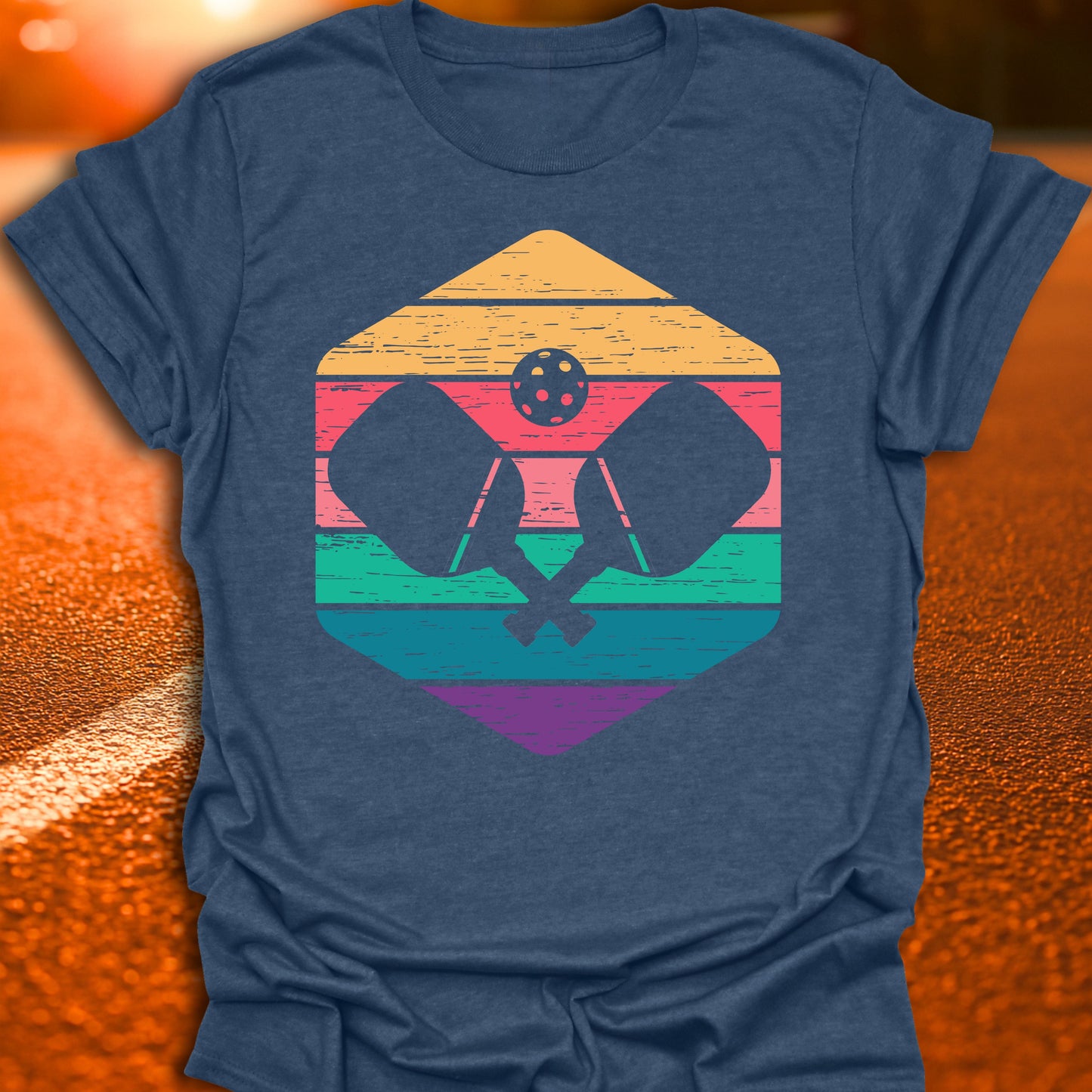 Retro Sunset Pickleball T-Shirt
