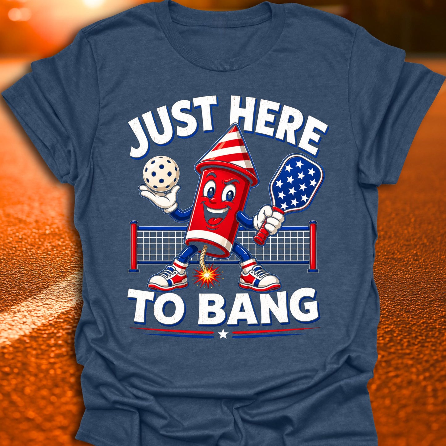 Just Here To Bang Firecracker Pickleball T-Shirt